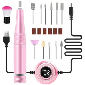Electric Nail Drill - 35000 rpm Adjustable Portable Nail Drills, Professional Powerful and Quiet Nail File Nail Drills, with Visible Display Screen for Acrylic Gel Nails (Rose Gold)
