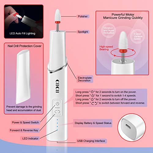 Electric Nail Drill Machine CIICII Professional 66-Piece Cordless Rechargeable Nail File Set for Acrylic Nails and DIY Manicure Pedicure - Image 2