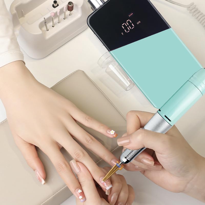 Electric Nail Drill Machine,Lumcrissy Portable Rechargeable 35000 RPM Electric Nail File E-File ,Electric Acrylic Nail Tools ,Polishing,Nail Removing (Light Green) - Image 7