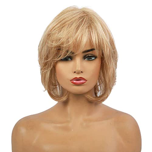 EMMOR Blonde Human Hair Wigs for Women Mixed Healthy Synthetic Fiber Layered Wig With Side Part,Softer/Finer/Lightweight Natural Daily Use (Color 30/613) - Image 2