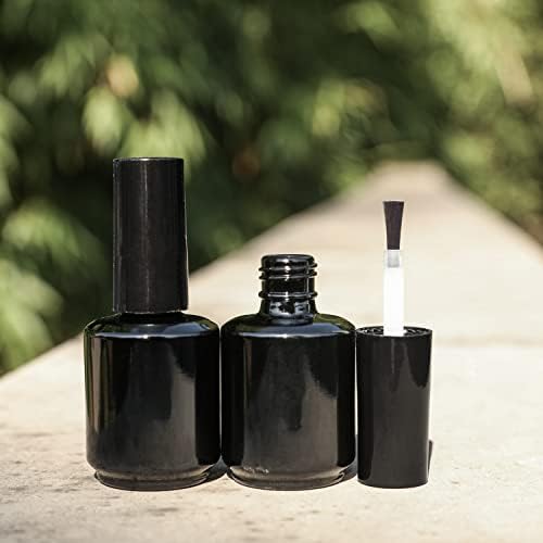 Empty Gel Nail Polish Bottles, 15ML Empty Nail Polish Bottles with Brush, Opaque Round Refillable Fingernail Polish Bottles UV Safe with Mixing Balls & Funnels, Pack of 20 (Bright black) - Image 7
