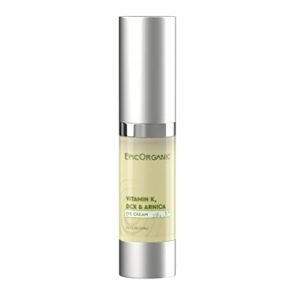 Epic Organic Eye Cream - Vitamin K & Arnica - Naturally Reduces Wrinkles, Under Eye Bags, Puffiness, Dark Circles & Fine Lines, Nourishes Around Eye Skin | 0.5oz