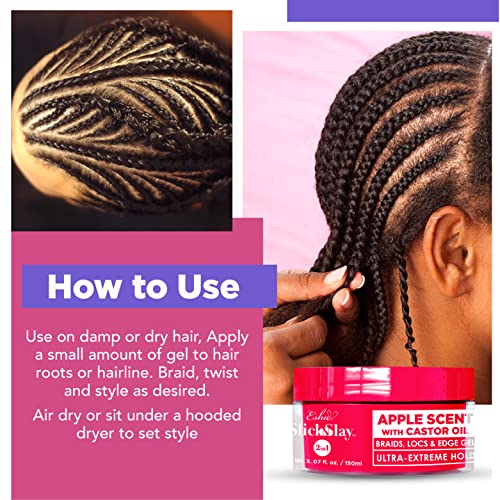 ESHA Slick N Slay 3-in-1 Braiding Gel Hair Styling Ultra Extreme Hold 1 oz Peach - Image 5