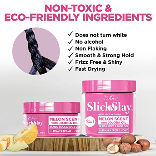 ESHA Slick N Slay 3-in-1 Braiding Gel Hair Styling Ultra Extreme Hold 1 oz Peach - Image 2