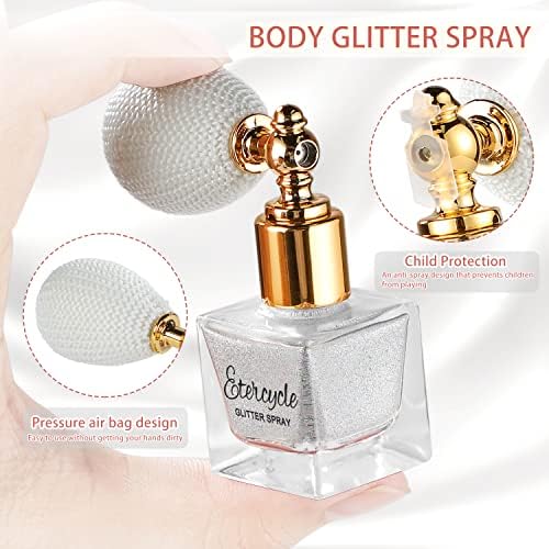 Etercycle Silver Body Glitter Spray, Shimmering Spray Powder Sparkle Powder, Cosmetic Shimmer Makeup Glitter for Hair and Body Face Clothes Nail Art Craft Design Easter Crafts - Image 2