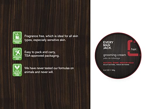 Every Man Jack Hair Styling Grooming Cream | Casual Hold For Most Hair Lengths, Naturally Derived, Cruelty-Free Mens Styling Cream | 3.4-ounce Twin Pack - 2 tins - Image 5