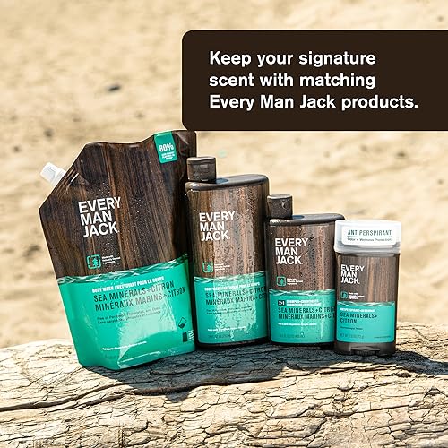 Every Man Jack Nourishing Sea Minerals + Citron Mens Body Wash for All Skin Types - Naturally Derived Ingredients - Cleanse and Hydrate Skin with Coconut and Glycerin - 24oz 2 Bottles - Image 6