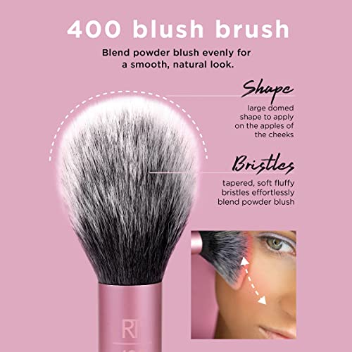 Everyday Essentials + Makeup Sponge Kit, Makeup Brushes & Makeup Blender Sponge, For Foundation, Blush, Bronzer, Eyeshadow, & Powder, Synthetic Bristles, Cruelty Free, 5 Piece Set - Image 3