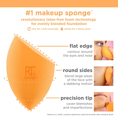 Everyday Essentials + Makeup Sponge Kit, Makeup Brushes & Makeup Blender Sponge, For Foundation, Blush, Bronzer, Eyeshadow, & Powder, Synthetic Bristles, Cruelty Free, 5 Piece Set - Image 6