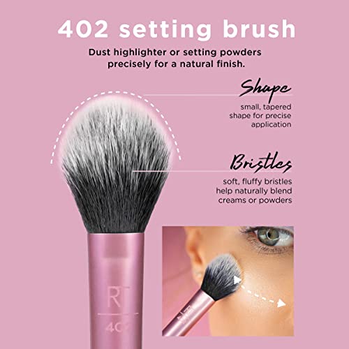 Everyday Essentials + Makeup Sponge Kit, Makeup Brushes & Makeup Blender Sponge, For Foundation, Blush, Bronzer, Eyeshadow, & Powder, Synthetic Bristles, Cruelty Free, 5 Piece Set - Image 5