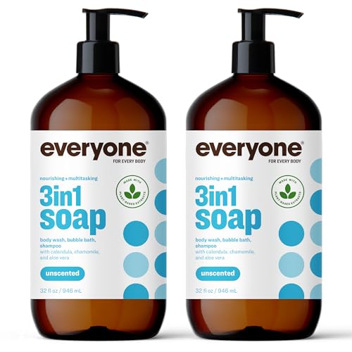 Everyone 3-in-1 Soap, Body Wash, Bubble Bath, Shampoo, 32 Ounce (Pack of 2), Unscented & Mighty Conditioner, 12 OZ - Image 2