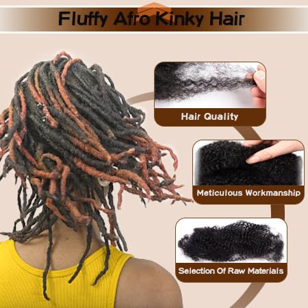 EV&ET 100% Real Human Hair Afro Kinky Bulk 8 Inch Natural Black for Dreadlocks - Image 4