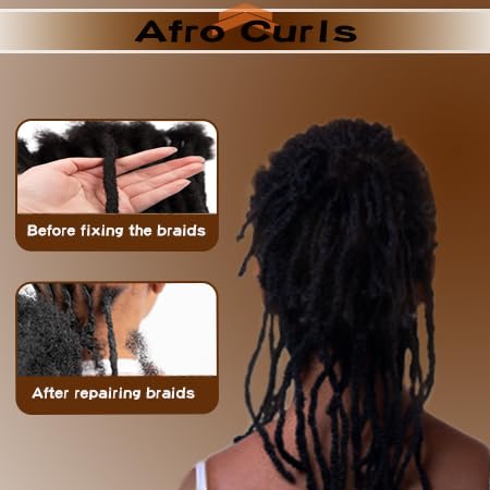 EV&ET 100% Real Human Hair Afro Kinky Bulk 8 Inch Natural Black for Dreadlocks - Image 7