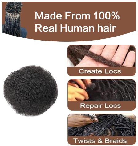 EV&ET 100% Real Human Hair Afro Kinky Bulk 8 Inch Natural Black for Dreadlocks - Image 5