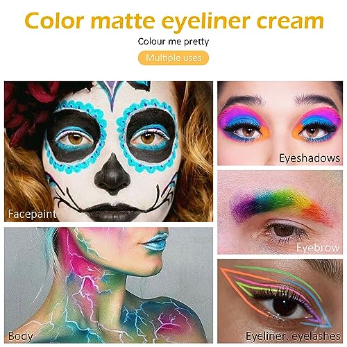 evpct 3Pcs Coral pink Yellow Orange Gel Eyeliner Waterproof Smudge Proof Eyebrow Cream Pomade Set with Brushes Long Wear Last All Day,Work Great with Eyebrow Eyeliner Face Body Paint Stick 112+118+122 - Image 4