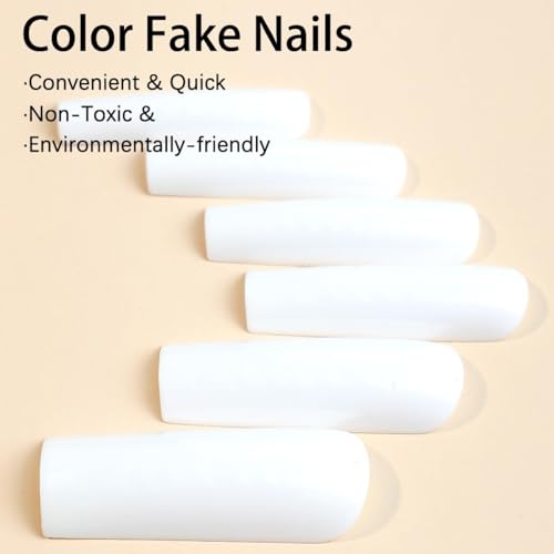 Extra Long Coffin Press On Nails White,KQueenest Solid Ballerina Fake Nails Pure Glossy Acrylic Nails Full Cover Stick on Nails Manicure Set For Women Girls in 24PCS - Image 4