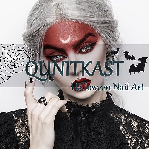 Extra Long Press on Nails Halloween Fake Nails Full Cover Square Shaped False Nails with Ghost Spider Moon Halloween Designs Glossy Silver Glitters Acrylic Nails Halloween Glue on Nails for Women - Image 8