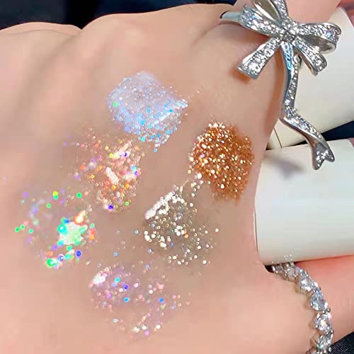 Eye Brightener Stick Eyeshadow Erinde Liquid Glitter Eyeshadow Eyeliner Korean Makeup Tear Drop Metallic Lightweight Water Texture Long Wearing Loose Glitter Glue For Crystals Eye Highlighter Pens Makeup - Image 5