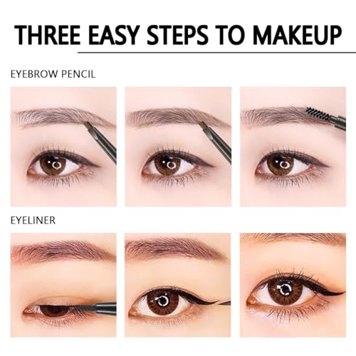 Eyebrow Tattoo Pencil,Eyeliner Pencil, with Eyebrow knife,Eyebrow brush Long Lasting Waterproof and Smudgeproof Natural Looking Brows (Brown/Black) - Image 6