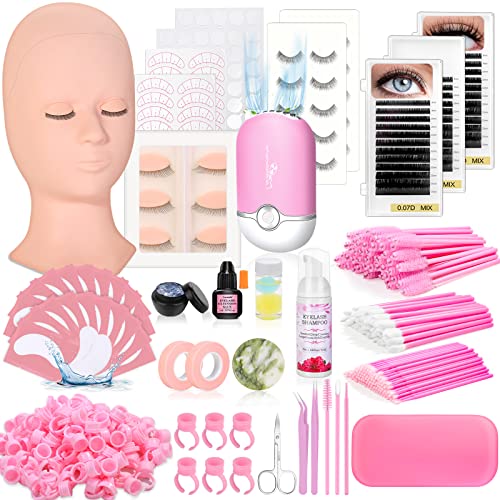 345 Piece Eyelash Extension Kit with Mannequin Head for Professional Training