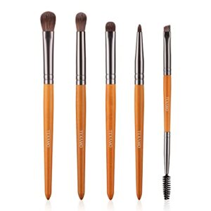 Eyeshadow Brushes Set, Eye Makeup Brushes for Blending Eyeshadow, Eyeliner, Crease, Eyebrow, 5Pcs Travel Eye Brush Kit, Wooden