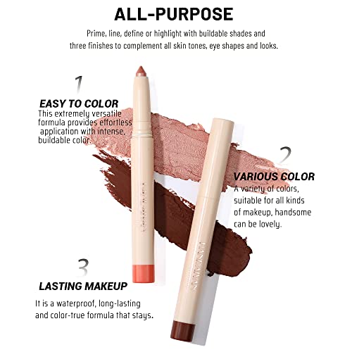 Eyeshadow Crayon,Matte & Shimmer Eyeshadow Stick,Waterproof Eye Shadow Pencil With Sharpener,Eye Brightener Stick,Glitter Eyeliner Pen,Long Lasting buildable Neutral Eye Makeup,02 Matte - Image 4