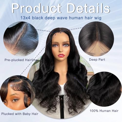 FABA 28 Inch 180% Density Body Wave Human Hair Lace Front Wig with Baby Hair - Image 4