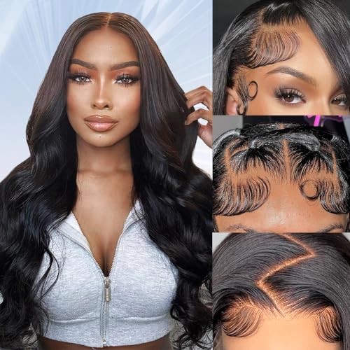 FABA 28 Inch 180% Density Body Wave Human Hair Lace Front Wig with Baby Hair