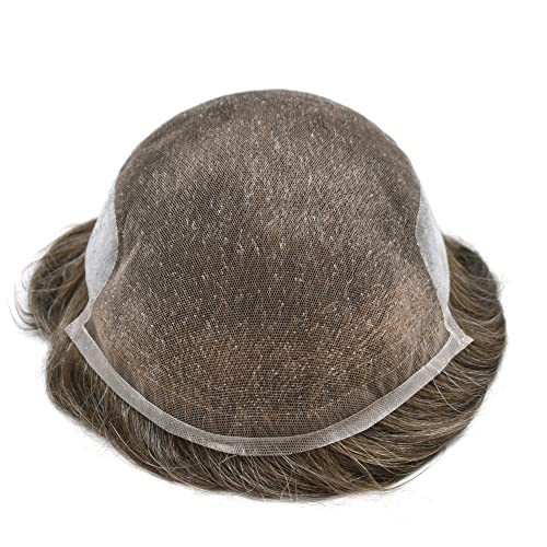 FACE MIRACLE Toupee for Men Transparent French Lace Mens Toupee Bleached Knots Hair Replacement Human Hair Systems Skin PU Mens Wig Natural Hairline Hair Prosthesis - Image 6