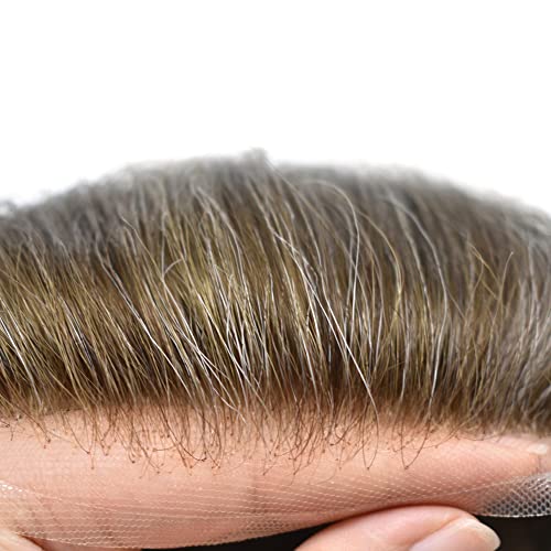 FACE MIRACLE Toupee for Men Transparent French Lace Mens Toupee Bleached Knots Hair Replacement Human Hair Systems Skin PU Mens Wig Natural Hairline Hair Prosthesis - Image 3