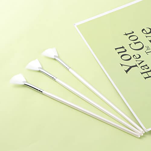 Facial Brushes 3 Pcs Fan Brushes Facial Applicator Brush Masks Acid Applicator Brush Cosmetic for Peel Glycolic Masks Makeup White Makeup Applicator Tools - Image 9