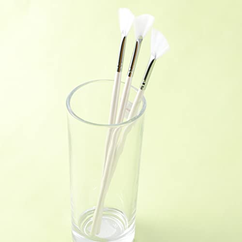 Facial Brushes 3 Pcs Fan Brushes Facial Applicator Brush Masks Acid Applicator Brush Cosmetic for Peel Glycolic Masks Makeup White Makeup Applicator Tools - Image 8