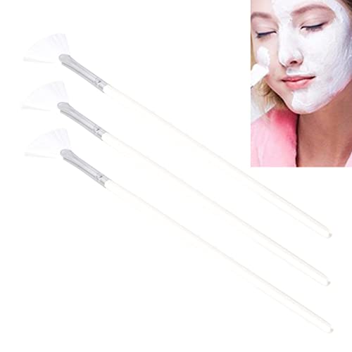 Facial Brushes 3 Pcs Fan Brushes Facial Applicator Brush Masks Acid Applicator Brush Cosmetic for Peel Glycolic Masks Makeup White Makeup Applicator Tools - Image 2