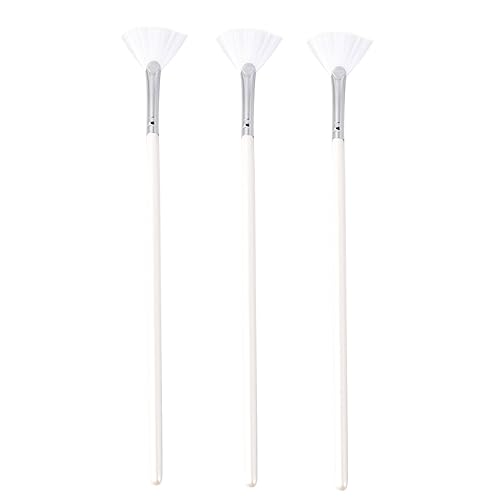 Facial Brushes 3 Pcs Fan Brushes Facial Applicator Brush Masks Acid Applicator Brush Cosmetic for Peel Glycolic Masks Makeup White Makeup Applicator Tools