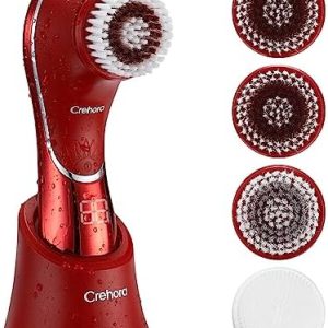 Facial Cleansing Brush, Electric Face Scrubber, Facial Cleansing Brush Rechargeable IPX-7 Waterproof Rotating Face Scrubber for Exfoliating, Massaging and Deep Cleansing with 4 Brush Heads