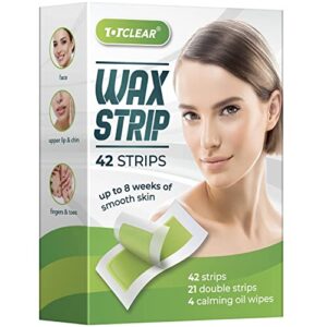 Facial Wax Strips For Hair Removal Face Waxing Kit For Women 40 Face Strips And 4 Calming Oil Wipes With Natural Formula