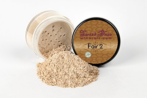 FAIR 2 FOUNDATION Mineral Makeup (5 gram Sample Size Jar) Matte Loose Powder Bare Face Cosmetics Full Coverage Long Lasting All Skin Types SPF 18