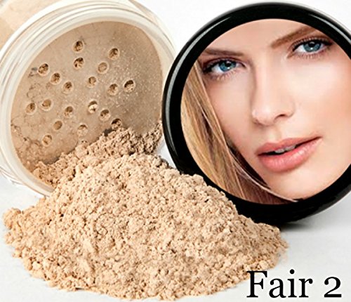 FAIR 2 FOUNDATION Mineral Makeup (5 gram Sample Size Jar) Matte Loose Powder Bare Face Cosmetics Full Coverage Long Lasting All Skin Types SPF 18 - Image 4