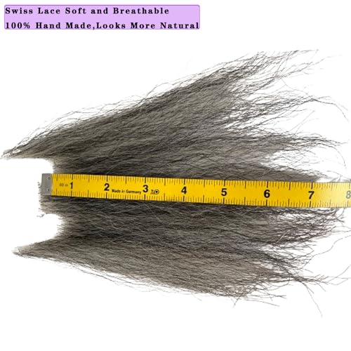 Fake Beard Human Hair Full Hand Tied Facial Hair Black Goatee False Beards Lace Invisible Fake Face Mustache Black Mixed White Color for Entertainment Drama Party Movie Makeup Halloween - Image 3