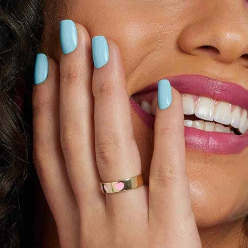 Fake Nail Triple-Layer Thick Kit: Press-on Nails Short Solid Color, Clossy Finsh, No Polish Needed, Salon Quality False Nails for DIY At-Home Manicures(Iced Water) Mothers Day Mom Gifts - Image 3
