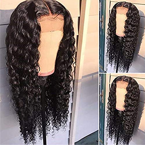 Fake Scalp Full Lace Wigs Human Hair Wigs Virign for Black Women 10A Virgin Natural Baby Hair Deep Curly 150% Density & no need Bleached Knots Natural Color 12"Medium Cap Wig