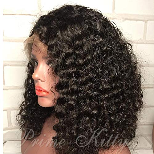 Fake Scalp Lace Wig 360 Lace Frontal Wig Pre Plucked 10A Brazilian Human Hair Wigs for Black Women with Baby Hair Curly Fake Scalp 360 Lace Wig Virgin Hair Gluless 360 Wig Deep Curly 14"150%