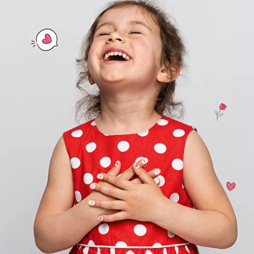 False Nails Press on Nails for Kids-Flower Heart Print Short False Artificial Full Cover Nail Art Kits Nail Glue Tabs for Girls Children (120pcs glitter nails) - Image 4