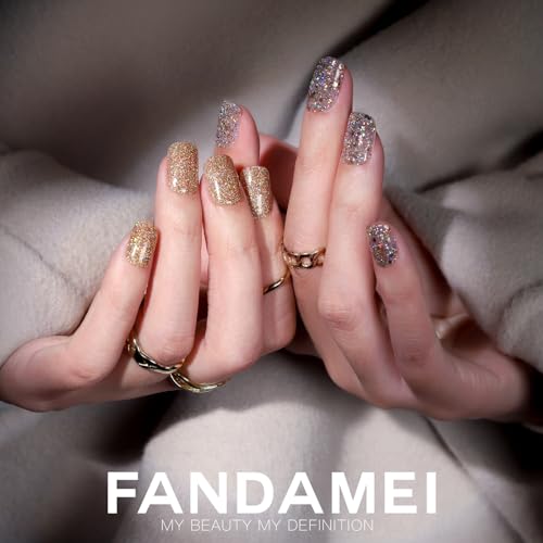 FANDAMEI Press on Nails, 24 Colors 576PCS Press on Nails Short, Matte Glossy Press on Nails Short Square. Glitter Press on Nails Short Round. Natural Fit Lightweight Fake Nails Natural for Nail Art - Image 3