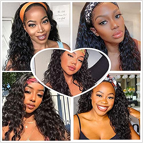 FASHION PLUS Human Hair Wig Water Wave,Headband Wig Non Lace Front Wigs For Black Women Wet and Wavy Headband Human Hair Wigs Brazilian Virgin Hair Glueless Machine Made Wigs 150% Density 24 Inch - Image 7
