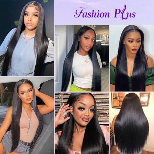FASHION PLUS Straight Hair Bundles Human Hair 10A Grade Virgin Brazilian Straight Human Hair Bundles 100% Unprocessed Virgin Remy Hair Weave Bundles Natural Black 32 Inch - Image 7