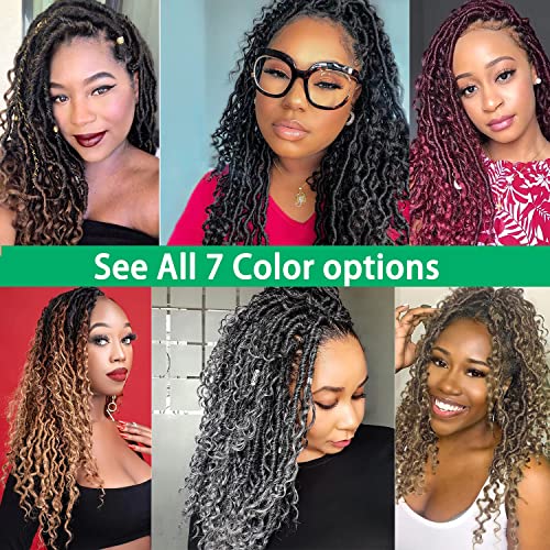 Faux Locs Crochet Hair 10 Inch Ombre Goddess Locs Crochet Hair for Women Soft River Locs Curly Pre Looped Crochet Braids with Curly Ends Boho Hippie Locs Synthetic Hair Extensions(6 packs, 1b/27) - Image 6