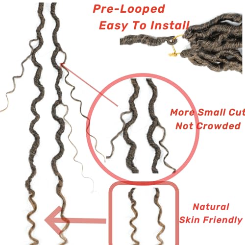 Faux Locs Crochet Hair 18 Inch 8-Pack Goddess Locs Crochet Hair Crochet Boho Braids Curls Crochet Hair Boho Locs Crochet Hair Black Women Human Hair (T/27#) - Image 4