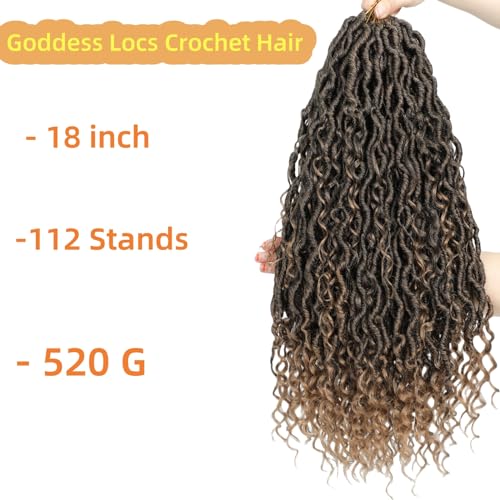 Faux Locs Crochet Hair 18 Inch 8-Pack Goddess Locs Crochet Hair Crochet Boho Braids Curls Crochet Hair Boho Locs Crochet Hair Black Women Human Hair (T/27#) - Image 3