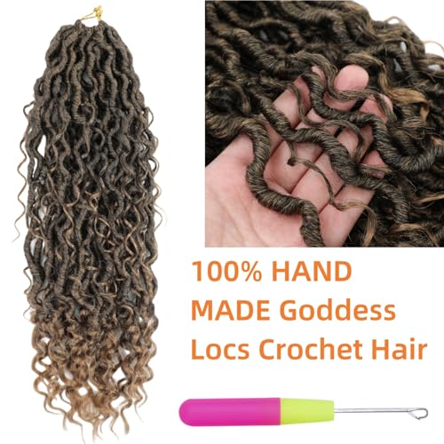 Faux Locs Crochet Hair 18 Inch 8-Pack Goddess Locs Crochet Hair Crochet Boho Braids Curls Crochet Hair Boho Locs Crochet Hair Black Women Human Hair (T/27#) - Image 5